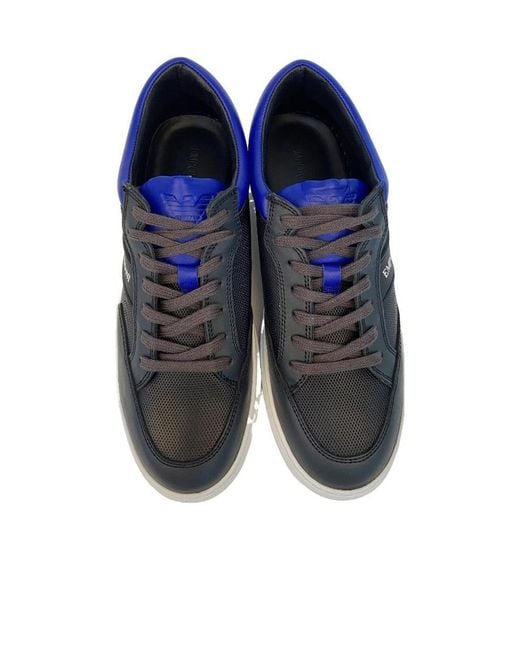 Emporio Armani Blue Strap-Up Casual Sneakers for men