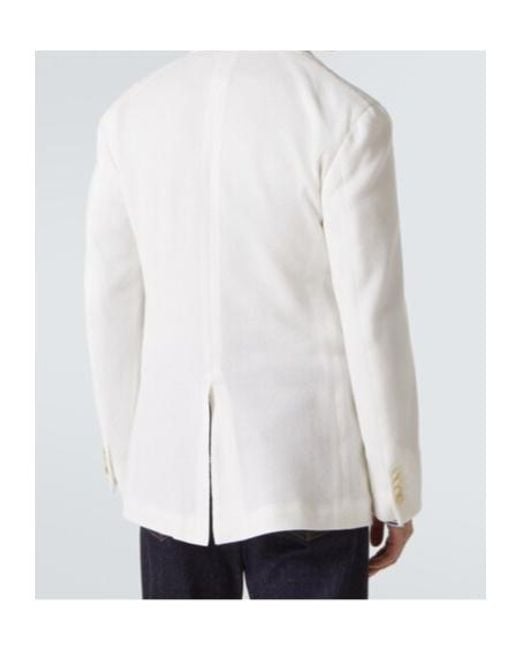 Dunhill White Cotton Piqué Blazer for men