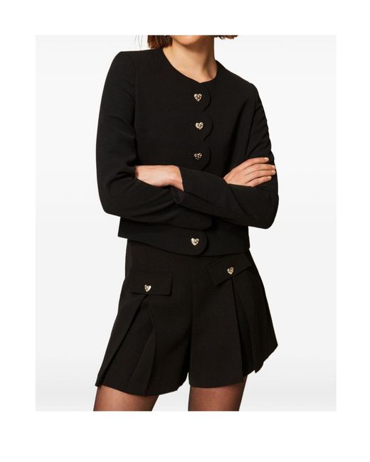 Twinset Black Pleated Detail Shorts