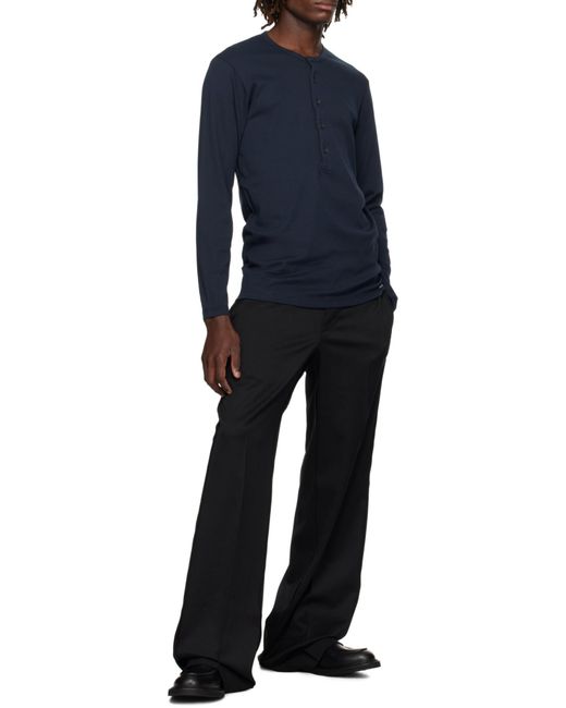 Tom Ford Blue Crewneck Henley Pajama T-Shirt for men