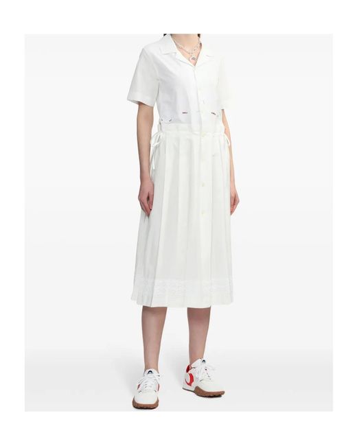 MARINE SERRE White Embroidered Cotton Midi Dress