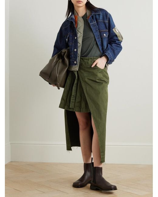 Sacai Green Asymmetrical Skirt