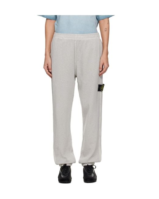 Stone Island White Logo-Patch Track Pants for men