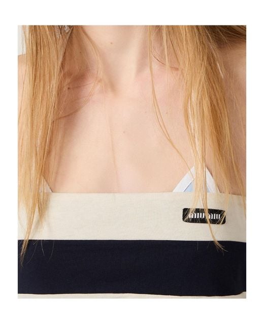 Miu Miu Blue Striped Jersey Top
