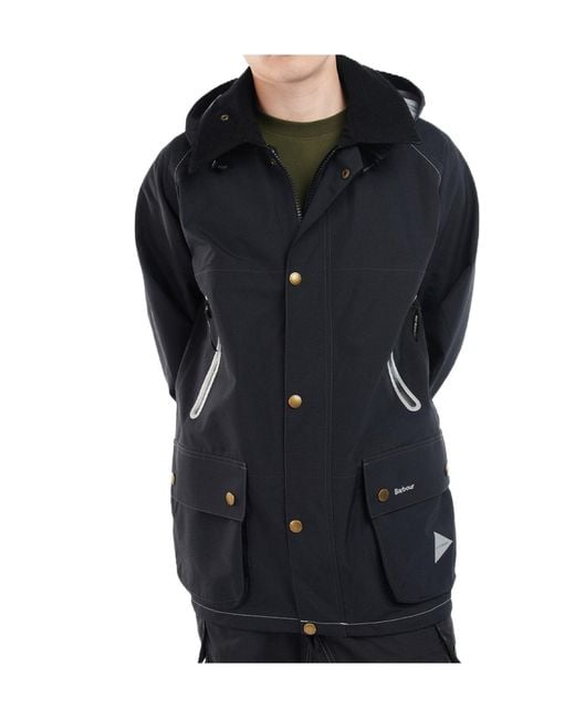 Barbour Black X And Wander Logo-Printed Drawstring Hooded Jacket for men