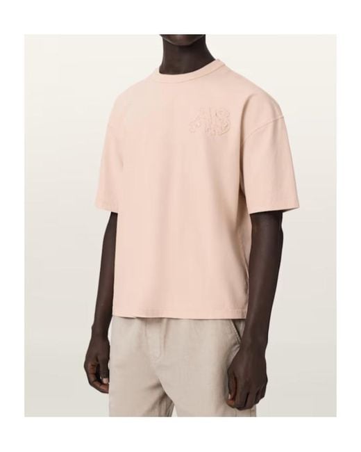 AllSaints Pink Insignia Short Sleeve Cotton T-Shirt for men