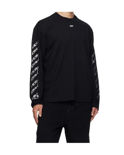 Off-White c/o Virgil Abloh Black Chain Araldic Arrow Long Sleeve T-Shirt for men