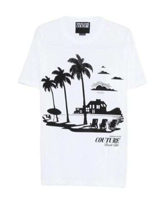 Versace White Jeans Couture Graphic Print T-Shirt for men