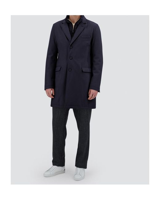 Herno Blue Virgin Wool Coat for men