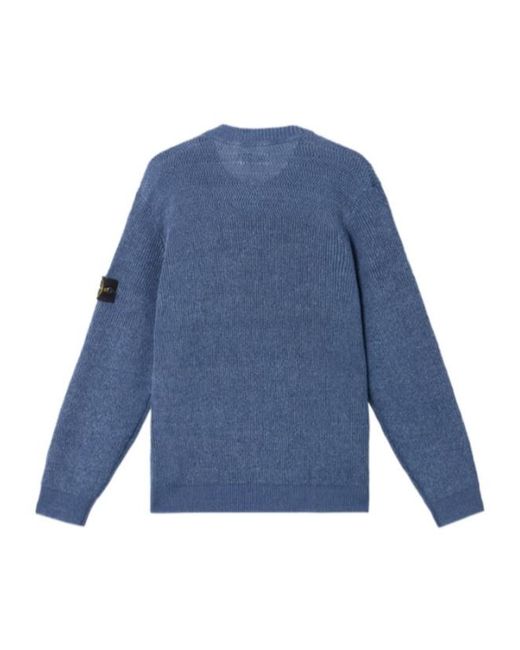 Stone Island Blue Loose Fit Crewneck Jumper for men