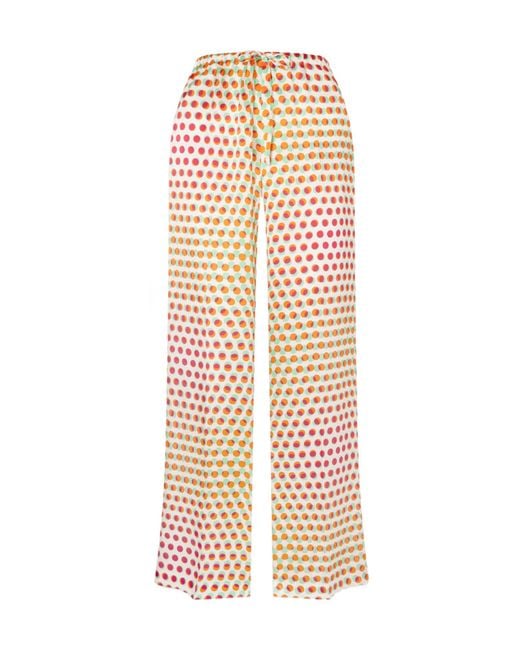 Dries Van Noten White Printed Wide-Leg Casual Pants