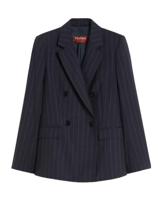 Max Mara Blue Studio Onagro Double-Breasted Blazer