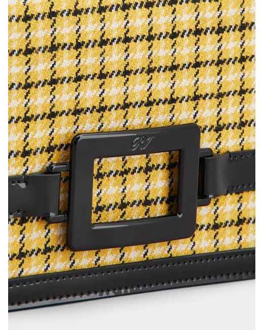 Roger Vivier Metallic Checked Foldover Top Clutch Bag