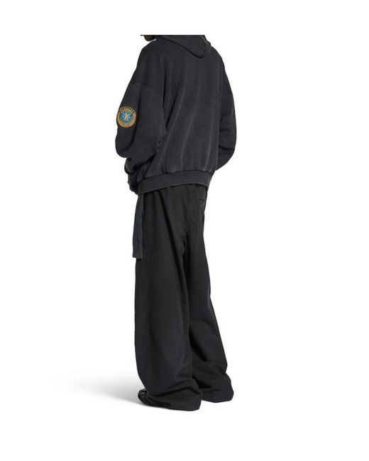 Balenciaga Black Uniform Patch Zip-Up Hoodie for men