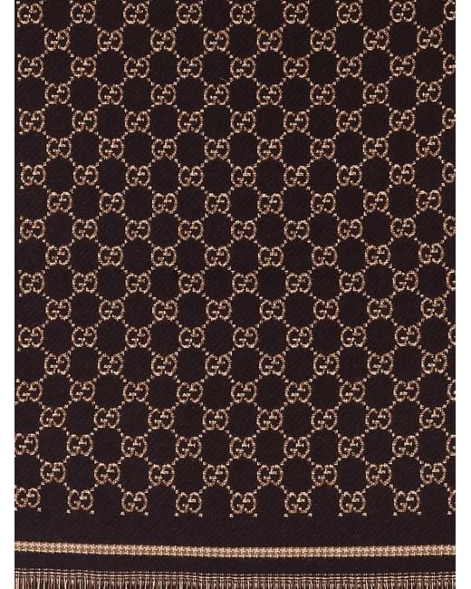 Gucci Brown Jacquard Gg Scarf for men
