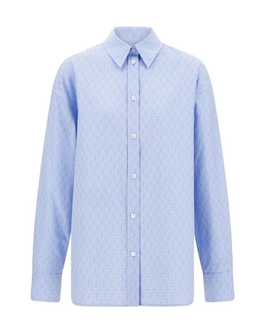 Ferragamo Blue Ferragamo Monogram Shirt