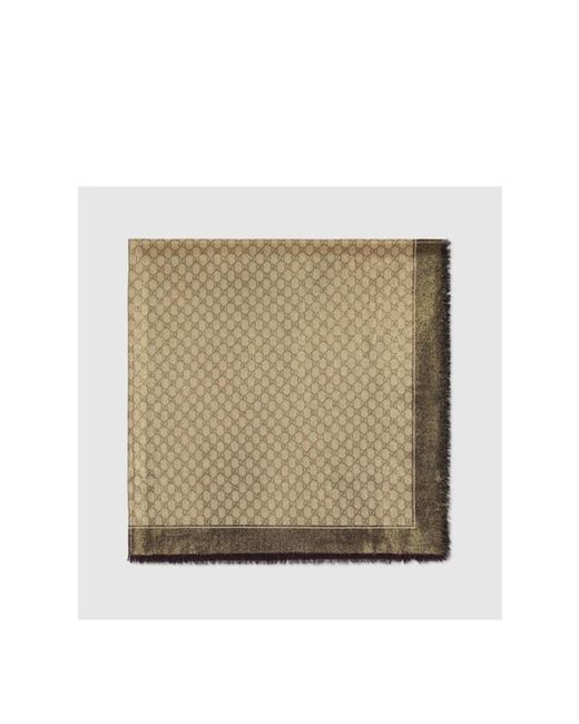 Gucci Natural Gg Jacquard Frayed Edge Scarf