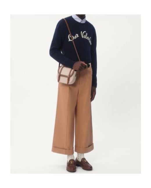 Valentino Blue Chez Embroidered Crewneck Jumper for men
