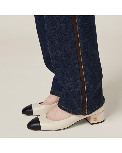 Miu Miu Natural Two-Tone Leather Pumps