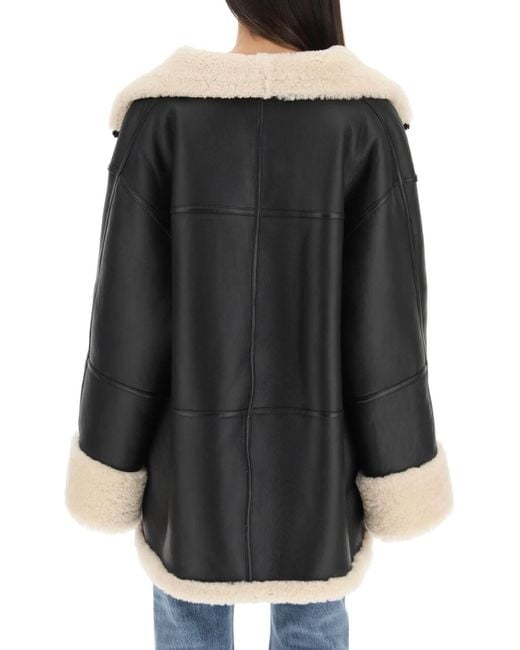 Totême  Black Totême Signature Zip-Up Leather Jacket