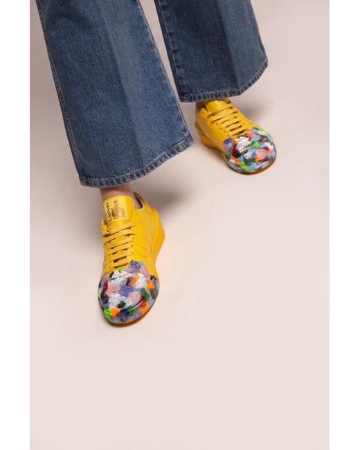 Lanvin Yellow Clay Painted-Toe Sneakers