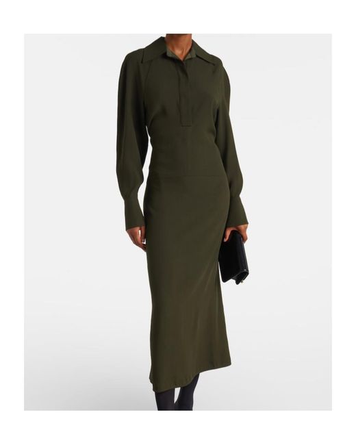 Victoria Beckham Green Asymmetric Midi Dress