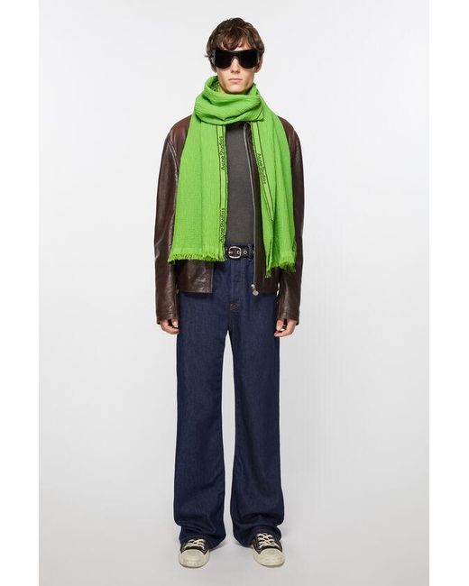 Acne Green Jacquard-Logo Scarf for men