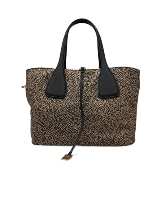 Borbonese Brown Zip Up Top Handle Bag