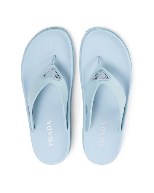 Prada Blue Soft Cage Vinyl Thong Sandals