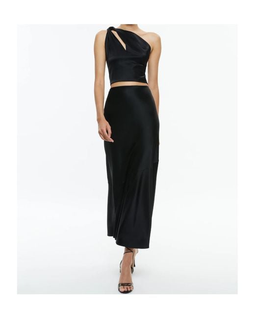 Alice + Olivia Black Piera One-Shoulder Twisted Vest