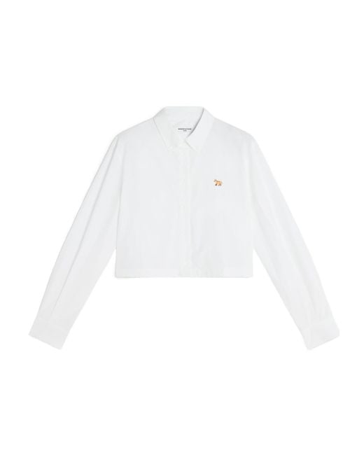 Maison Kitsuné White Maison Kitsuné Baby Fox Cropped Shirt