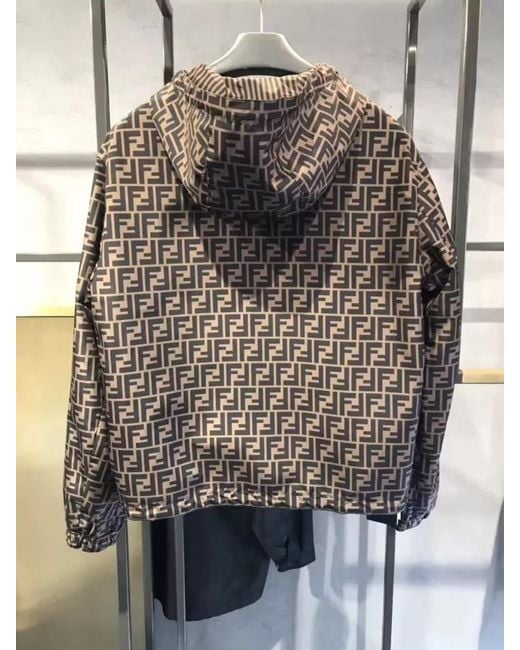 Fendi Brown Reversible Hooded Windbreaker for men