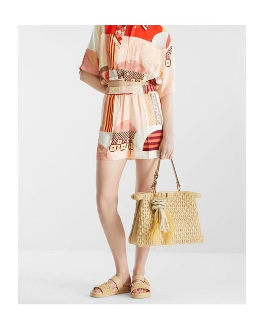 Fendi Red Silk Shorts With Artistic Waist