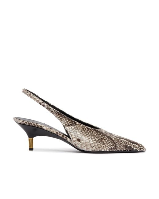 Khaite White Bella Low Python-Print Pumps