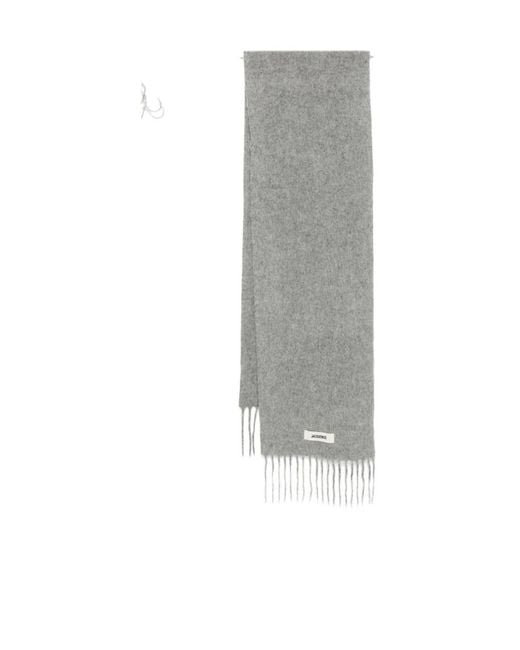 Jacquemus Gray The Carro Fringed Edge Scarf