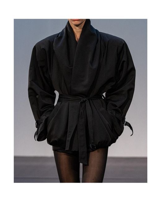 Magda Butrym Black Draped Collar Cotton-Silk Blend Jacket