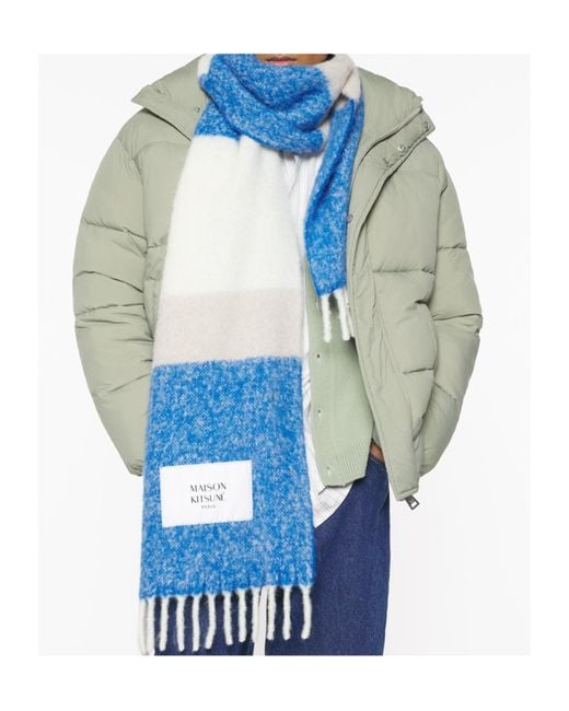 Maison Kitsuné Blue Maison Kitsuné Striped Scarf for men
