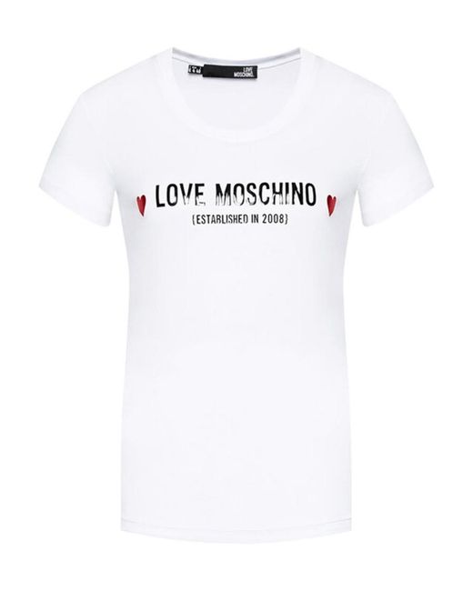 Moschino White T-Shirt With Round Neck And Short Sleeves