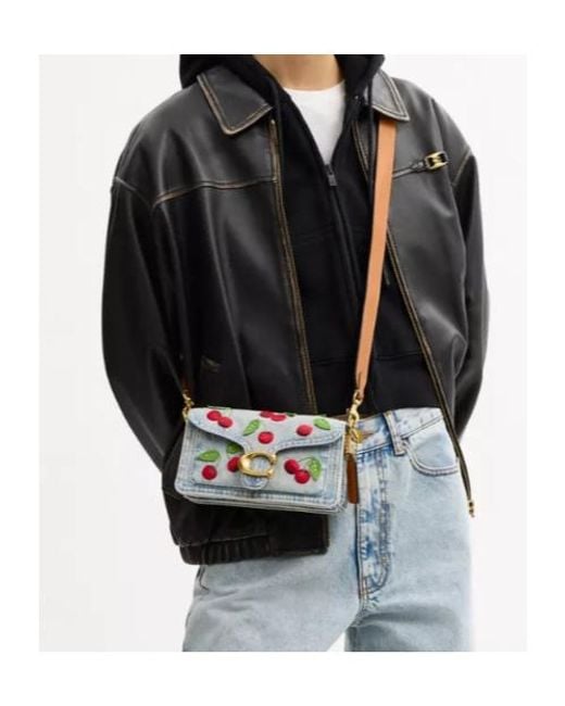 COACH White Cherry Embroidery Tabby Shoulder Bag