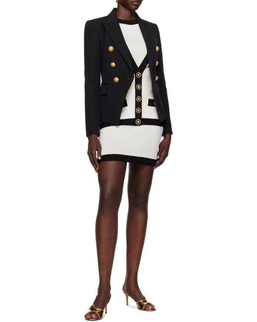 Balmain Black Double-Breasted Tailored Blazer