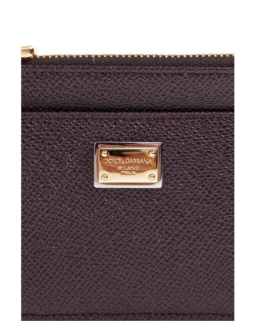 Dolce & Gabbana Purple Dauphine Logo Plaque Card Holder