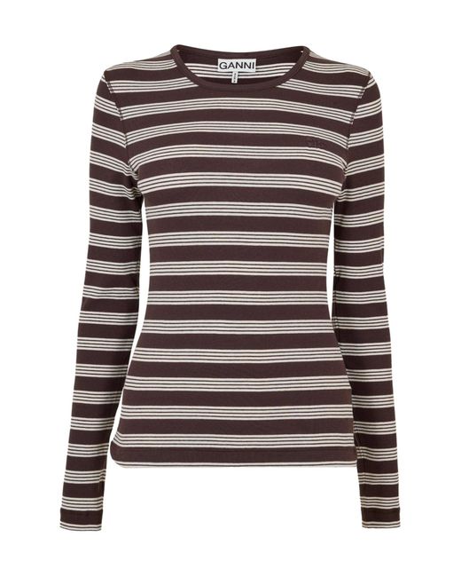 Ganni Brown Long Sleeve T-Shirt