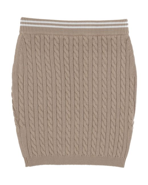 Alessandra Rich Natural Stripe Trim Cable-Knitted Mini Skirt