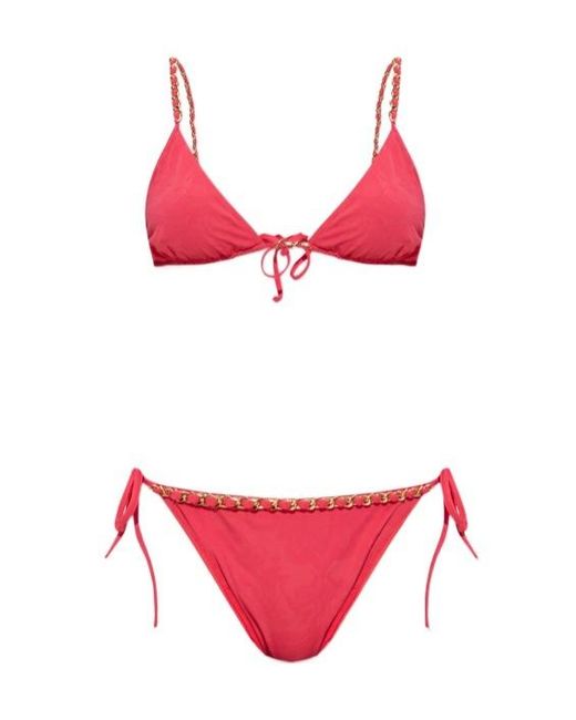 Balmain Red Two Piece Stretch Swimsuit