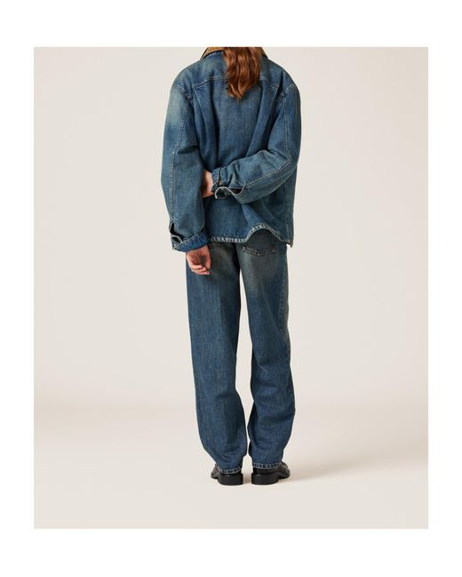 Miu Miu Blue Logo-Embroidered Denim Jeans