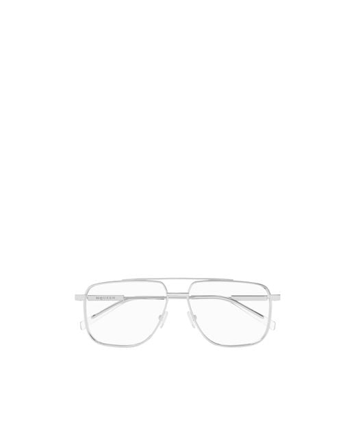 McQueen White Eyewear Square Frame Glasses for men