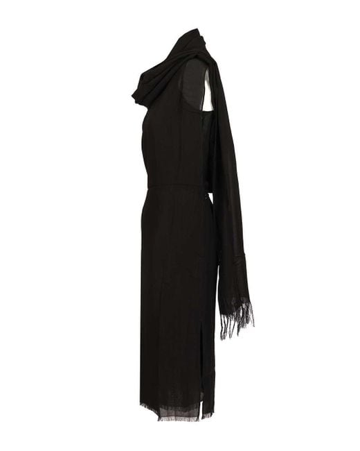 Totême Black Totême Fringed Scarf Dress