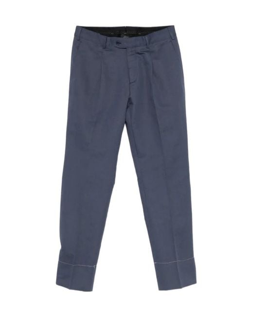 Brioni Blue Pleated Trousers for men