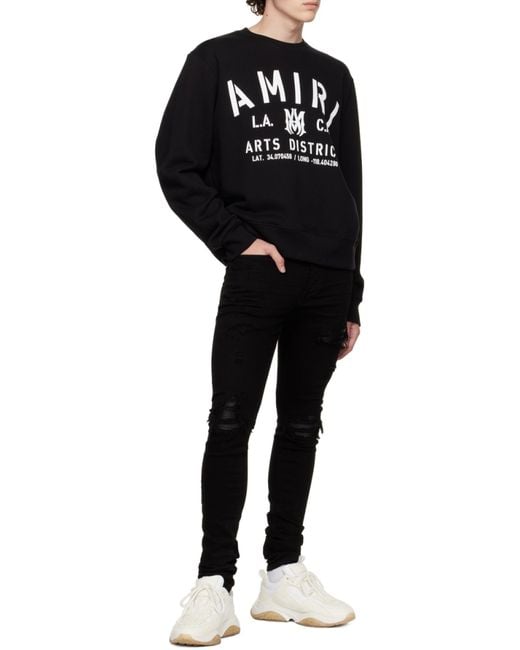 Amiri Black Mx1 Distressed Tapered Leg Jeans for men