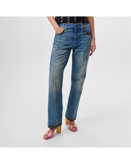 Valentino Blue Denim Trousers With Belt Loops